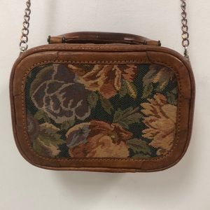 VTG Mini Luggage Tapestry w/Leather Barganza Bag